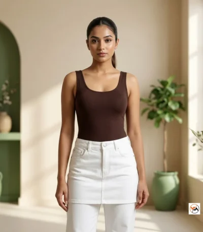 Brown Scoop Neck Bodysuit Women – Brown Scoop Neck Bodysuit – photo 1