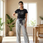 Classy Grey Trouser with Plaid Tie Waist – Classy grey trouser – photo 1