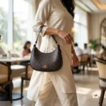 Coach shoulder bag is an iconic accessory featuring signature monogram print and refined black leather trim. – Classy coach shoulder bag – photo 3