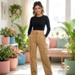 Essential Khaki Cargo Pants for Women with Utility Pockets – Khaki Cargo Pants – photo 1