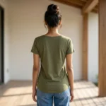 Essential Olive Green V-Neck Pocket T-Shirt for Women – photo 2