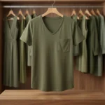 Essential Olive Green V-Neck Pocket T-Shirt for Women – photo 4