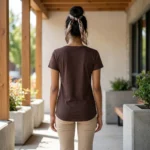 Essential Women's Dark Brown V-Neck Pocket T-Shirt – photo 2