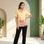 Exclusive Floral Print Yellow Shirt for Women – floral print yellow shirt – photo 1