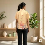 Exclusive Floral Print Yellow Shirt for Women – floral print yellow shirt – photo 2