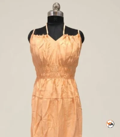 Exclusive Peach Midi Dress for Women with Smocked Waist – peach midi dress – photo 1