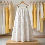 Exclusive White Embroidered Long Skirt for Women – white embroidered long skirt – photo 2