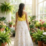 Exclusive White Embroidered Long Skirt for Women – white embroidered long skirt – photo 3