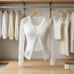Exclusive White Lace Top for Women with Solid Red Skirt – Classy white lace top – photo 4