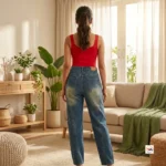 Exclusive Women Blue Jeans with Rhinestone Accents and Straight Leg Fit – Women exclusive blue jeans – photo 2