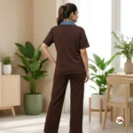 Exclusive Women Brown Cotton Co-ord Set with Denim Collar – Women Brown Cotton Co-ord Set – photo 5