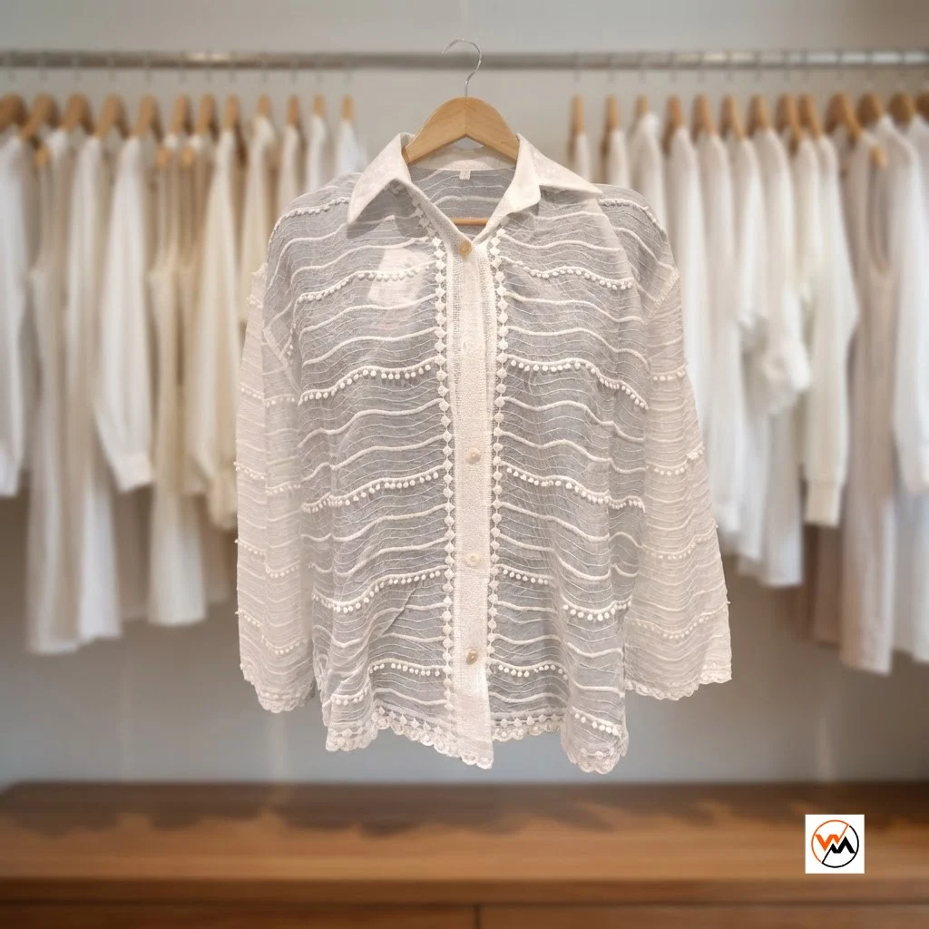 Exclusive Women White Lace Shirt for Everyday Elegance – white lace shirt – photo 1