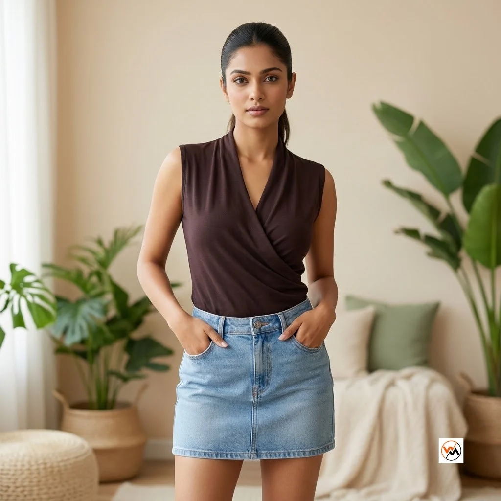 Exclusive Women's Brown Wrap Top with Sleek Sleeveless Design – Brown Wrap Top Exclusive Women's Brown Wrap Top with Sleek Sleeveless Design – Brown Wrap Top – photo 1