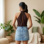 Exclusive Women's Brown Wrap Top with Sleek Sleeveless Design – Brown Wrap Top – photo 2