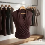 Exclusive Women's Brown Wrap Top with Sleek Sleeveless Design – Brown Wrap Top – photo 3