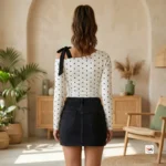 Exclusive Women's Polka Dot Top with Asymmetric Hem – polka dot top – photo 2