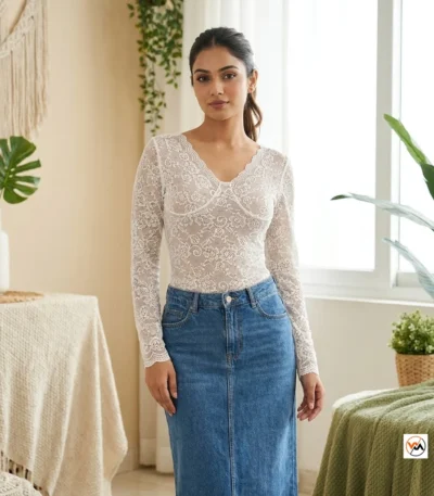 Lace white top brings an exclusive touch of classic charm to your wardrobe. – lace white top – photo 1