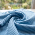 light blue ribbed V neck top (3)