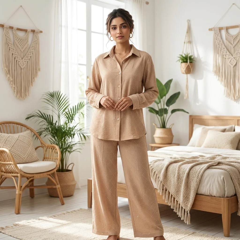 Luxurious Women's Beige Co ord Set – women co ord set Luxurious Women's Beige Co-ord Set – women co-ord set – photo 1