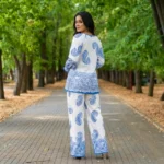 Luxurious Women's Blue and White Paisley Print Co-ord Set – photo 2