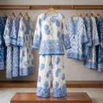 Luxurious Women's Blue and White Paisley Print Co-ord Set – photo 4