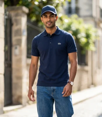 man wearing a classic men navy blue polo t shirt (2)