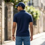 man wearing a classic men navy blue polo t shirt (4)