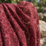 Maroon lace top for women with long sleeves and scalloped v-neck – maroon lace top – photo 4