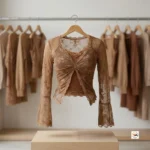 NEW MIU Iconic Brown Lace Top for Women – Brown Lace Top – photo 3
