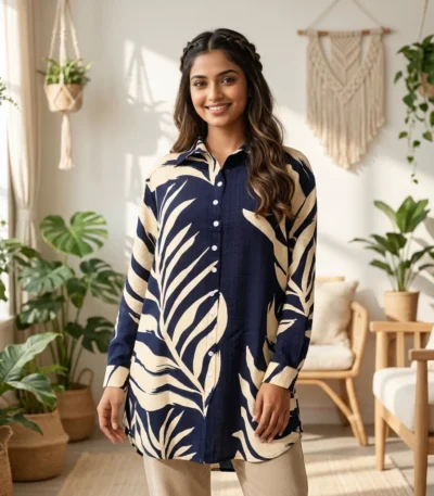 NEW MIU Long Shirt for Women with Palm Print – Long Shirt for Women – photo 1