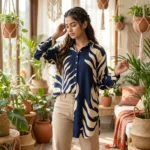 NEW MIU Long Shirt for Women with Palm Print – Long Shirt for Women – photo 4