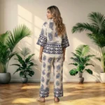 NEW MIU Luxurious Women Blue Paisley Printed Co-ord Set – photo 2
