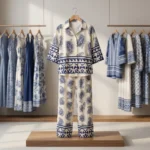 NEW MIU Luxurious Women Blue Paisley Printed Co-ord Set – photo 4