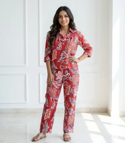NEW MIU Luxurious Women Floral Print Co-ord Set – women floral print co-ord set – photo 1