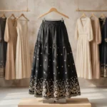 NEW MIU Signature Women Black Floral Embroidered Tiered Maxi Skirt – photo 2