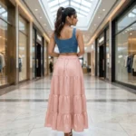 NEW MIU Timeless Pink Tiered Maxi Skirt for Women – photo 4