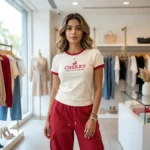 NEW MIU Women Signature Cherry Print Off White Ringer T-Shirt – women cherry graphic t-shirt – photo 1