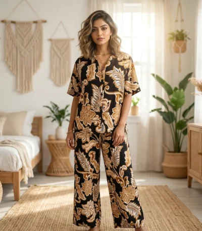 NEW MIU Women's Black and Gold Floral Co-Ord Set - Matching Lounge Set – women co-ord set – photo 1