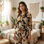 NEW MIU Women's Black and Gold Floral Co-Ord Set - Matching Lounge Set – photo 3