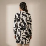 NEW MIU Women's Black and White Floral Long Shirt Essential – photo 2
