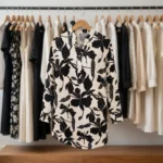 NEW MIU Women's Black and White Floral Long Shirt Essential – photo 5