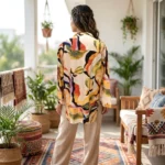 NEW MIU Women's Long Shirt Iconic Multicolor Abstract Print – photo 2