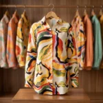 NEW MIU Women's Long Shirt Iconic Multicolor Abstract Print – photo 4