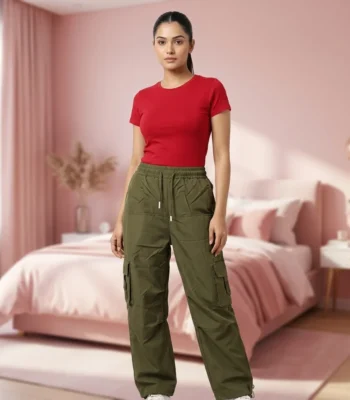 Olive cargo pants for women featuring a utilitarian design and relaxed fit – olive cargo pants – photo 1