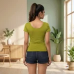 Olive green wrap top for women with short sleeves – olive green wrap top – photo 2