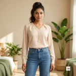 Pink top, an essential luxury piece for women – Long sleeves with buttoned cuffs pink top – photo 3