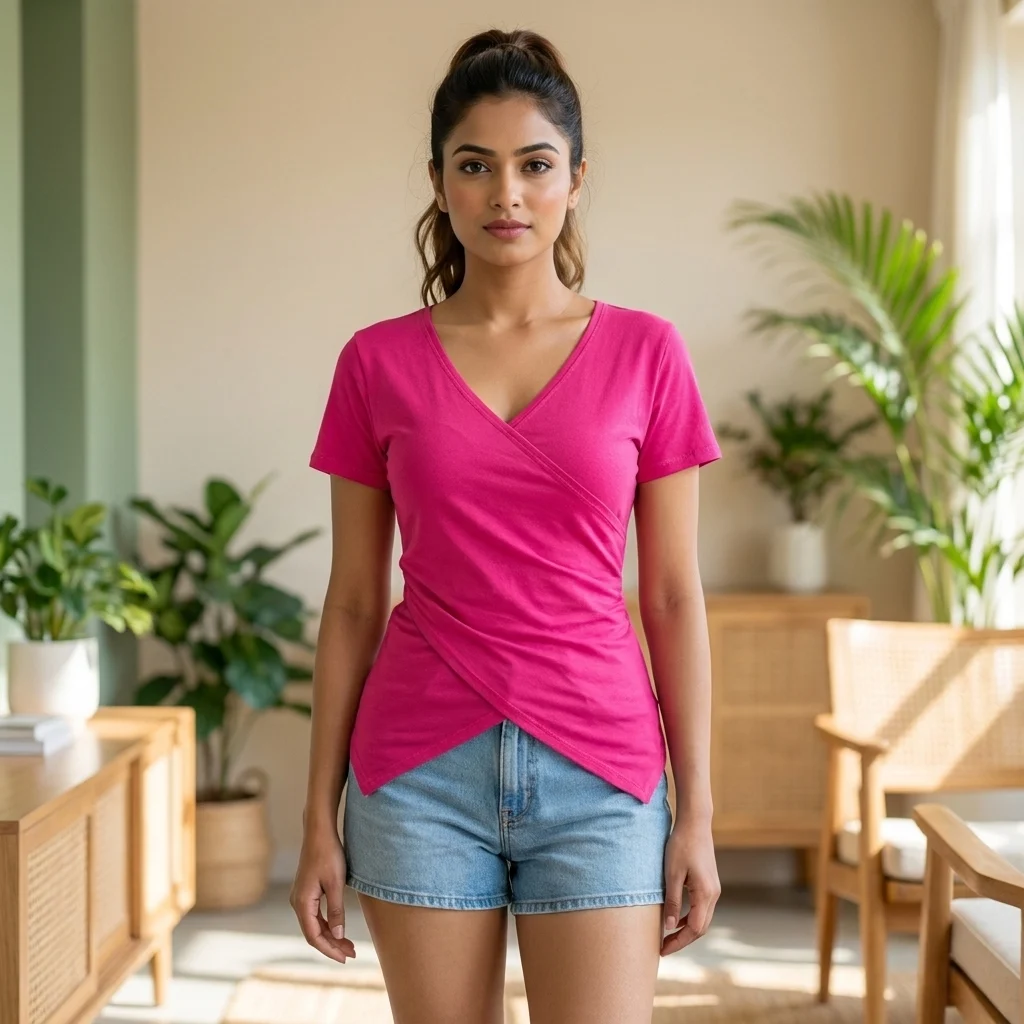 Pink wrap top for women featuring an essential design – pink wrap top Pink wrap top for women featuring an essential design – pink wrap top – photo 1