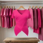 Pink wrap top for women featuring an essential design – pink wrap top – photo 4