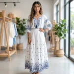 Signature Embroidered White Maxi Skirt for Women – embroidered white maxi skirt – photo 1