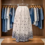 Signature Embroidered White Maxi Skirt for Women – photo 2